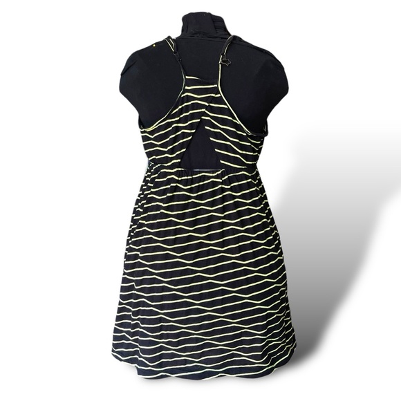 Fox Women's Striped Sundress Black & Yellow Adjustable Straps Summer Casual - Picture 3 of 6